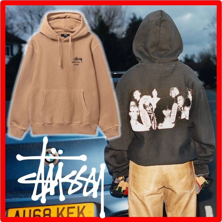 ★STUSSY & MARTINE ROSE COLLAGE PIGMENT HOODIE MOCH.A★