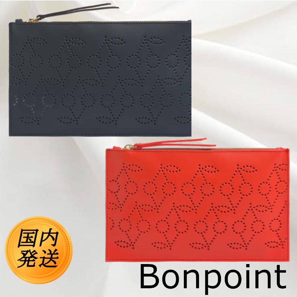 ボンポワン bonpoint レザー パンチング チェリー 革 トート