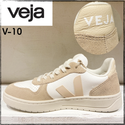 国内発送★ VEJA V-10 白/茶 スエード 男女兼用 人気モデル！
