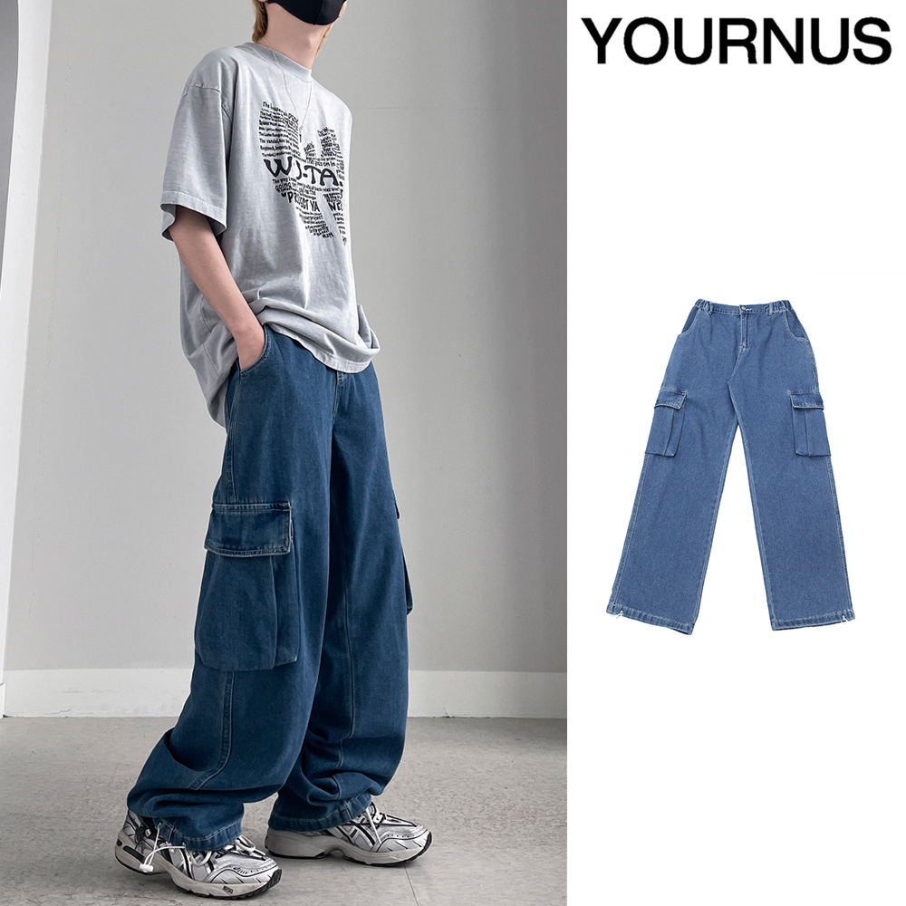 【YOURNUS】Cargo String Wide Denim Pants