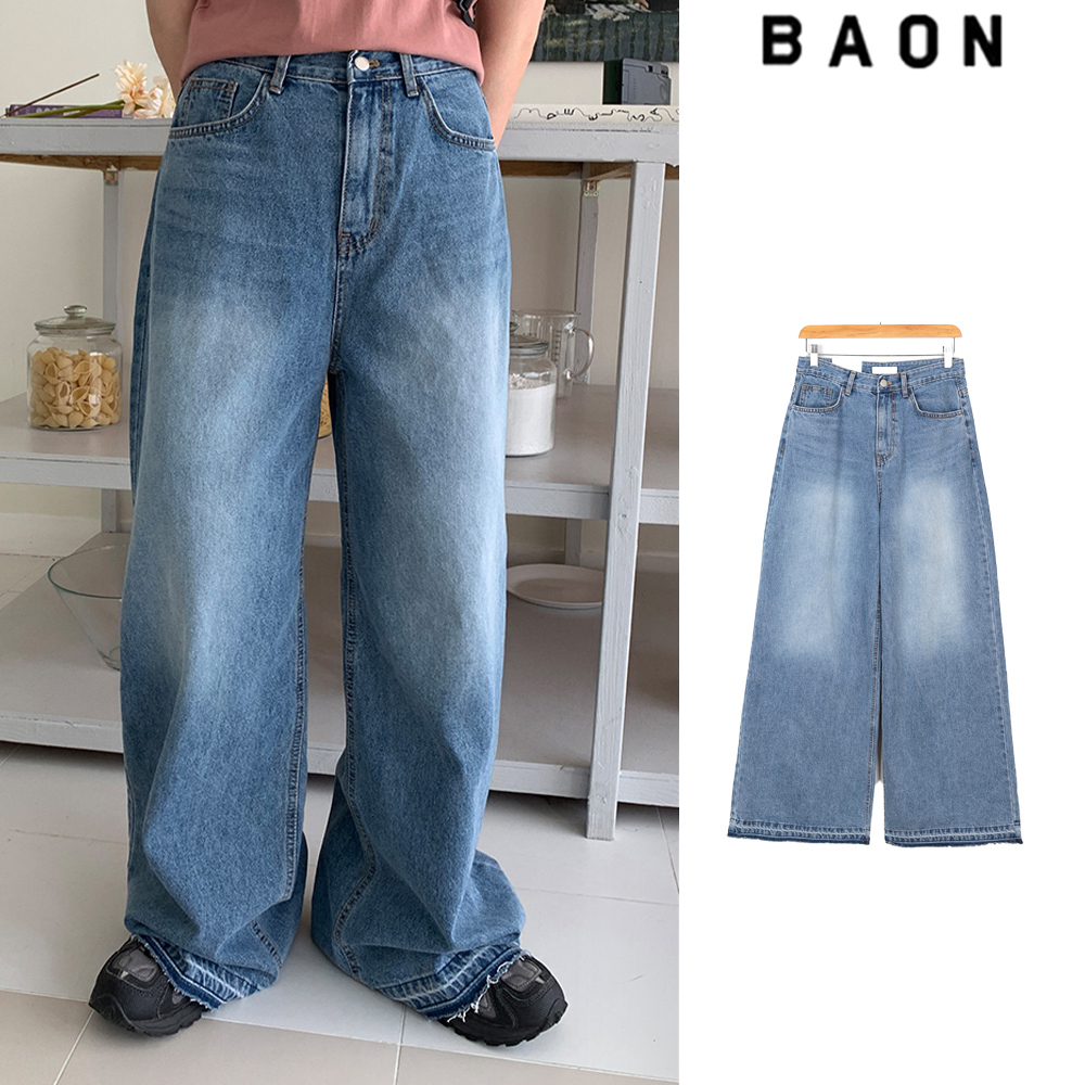【BAON】Bizen Cutting Wide Long Denim Pants
