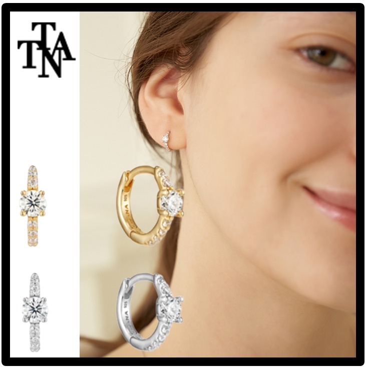 ★関税込★TATIANA★Moissanite One-Touch Hoop Earring★