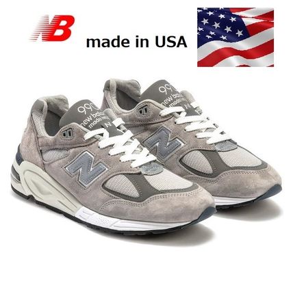 New Balance Sneakers Unisex Blended Fabrics Leather Logo Sneakers