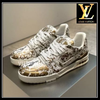 Louis Vuitton Sneakers Unisex Blended Fabrics Street Style Plain Leather Logo