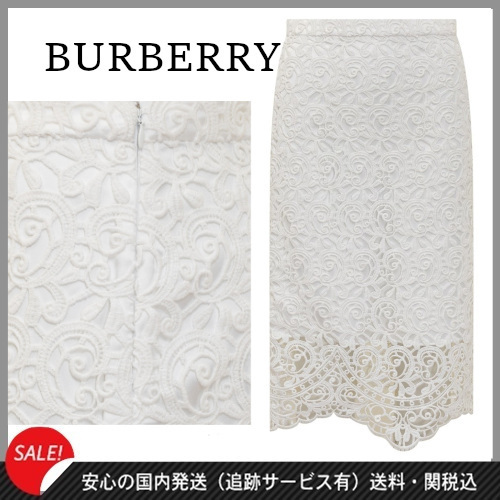 セール【Burberry】マクラメレースペンシルスカート★送料関税込