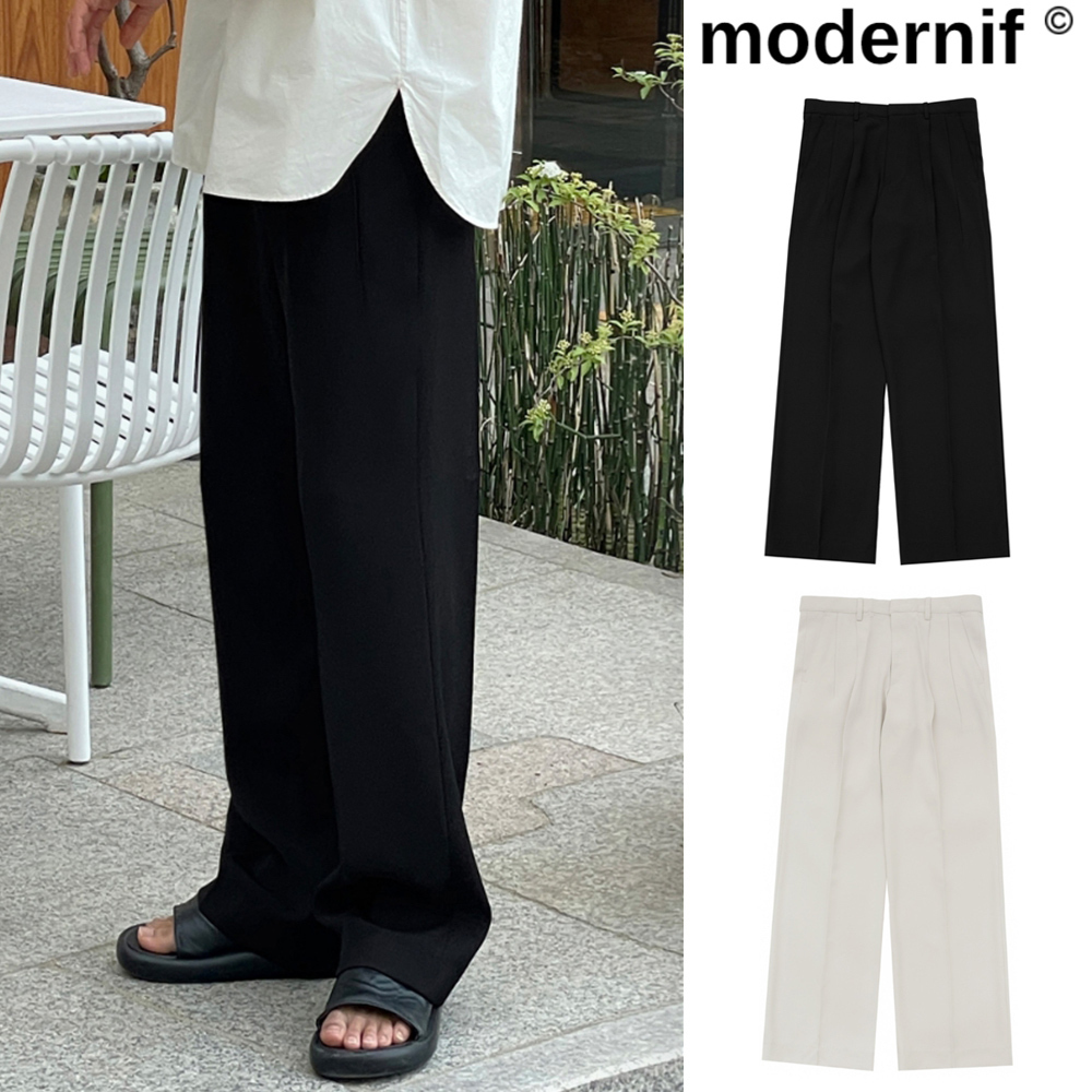 【MODERNIF】Cool Span Two-Tuck Wide Slacks