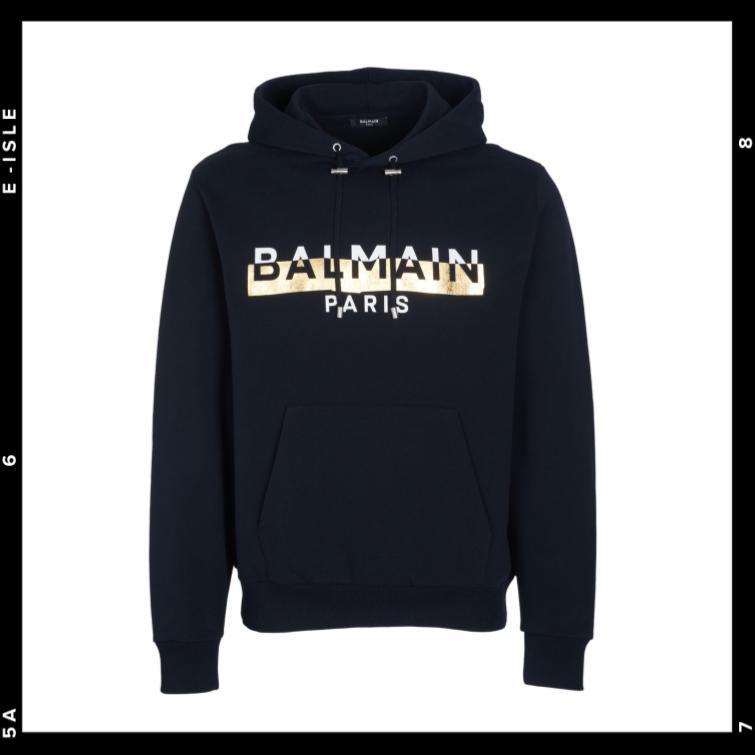 希少【Balmain】ロゴ入りブラックパーカー