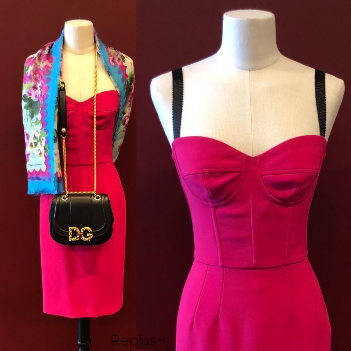【Dolce&Gabbana】フクシアシースドレス ローズピンク スリム