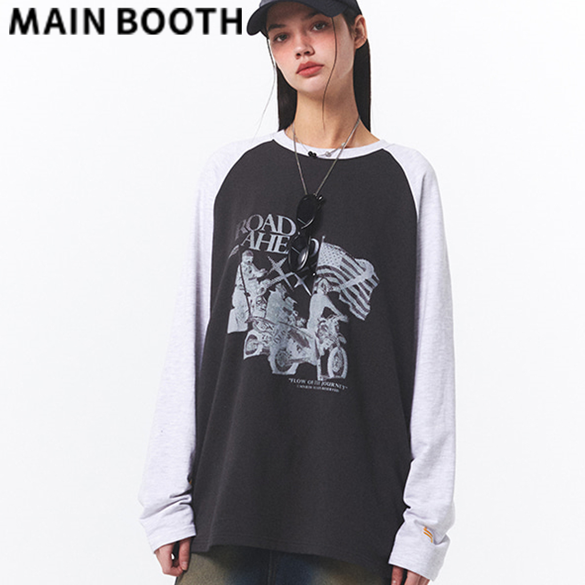 ★MAINBOOTH★Road Ahead Raglan T-shirt(DARK GRAY)★正規品