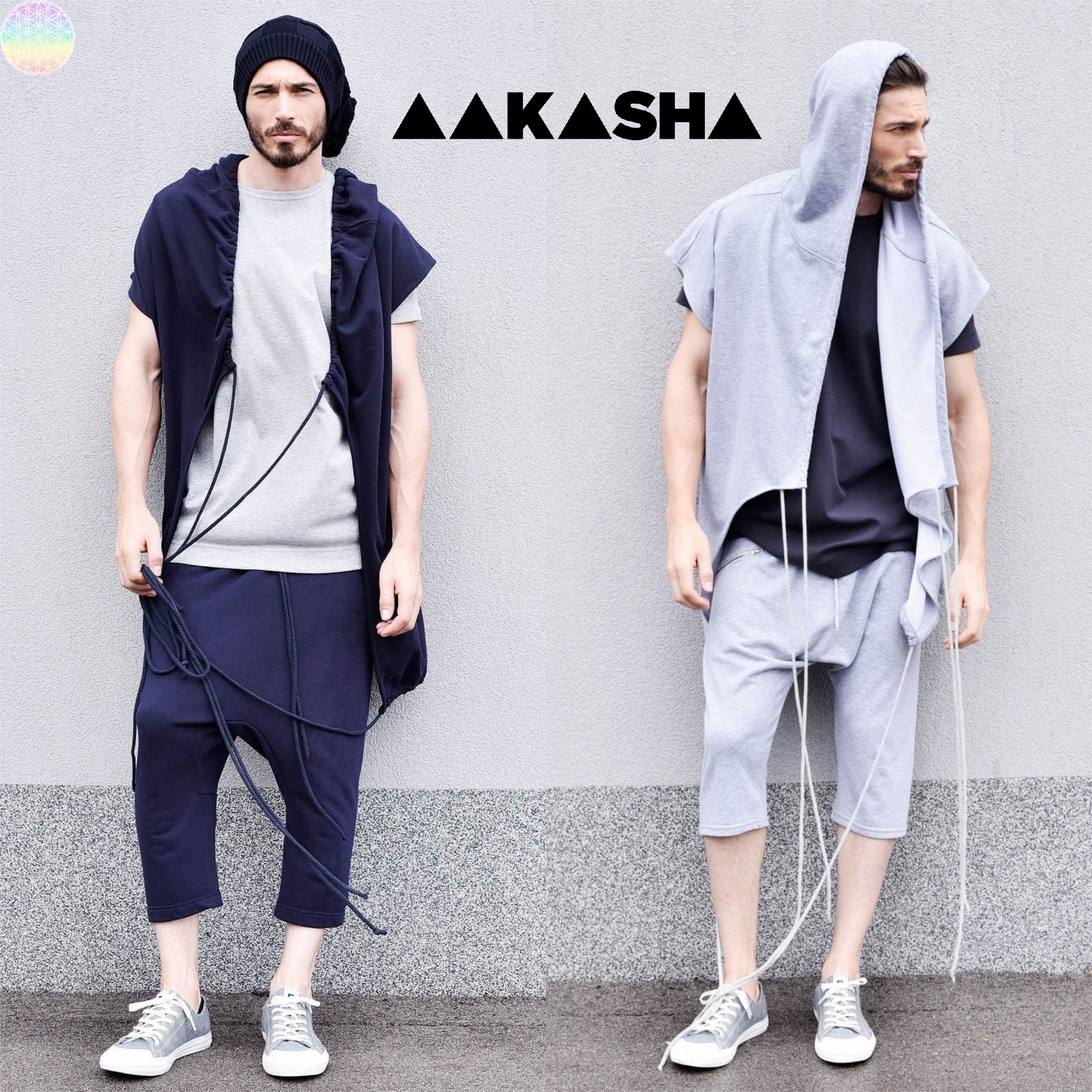 日本未入荷【AakashaMen ドローストリング 半袖スウェット】