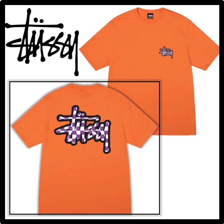 ★送料・関税込★STUSSY★CHECKER STOCK TEE★Tシャツ★CORAL★