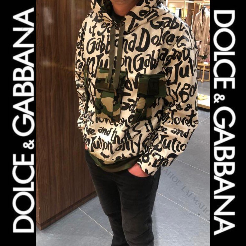 DOLCE&GABBANA ロゴ＆カモフラージュフーディスウェットシャツ