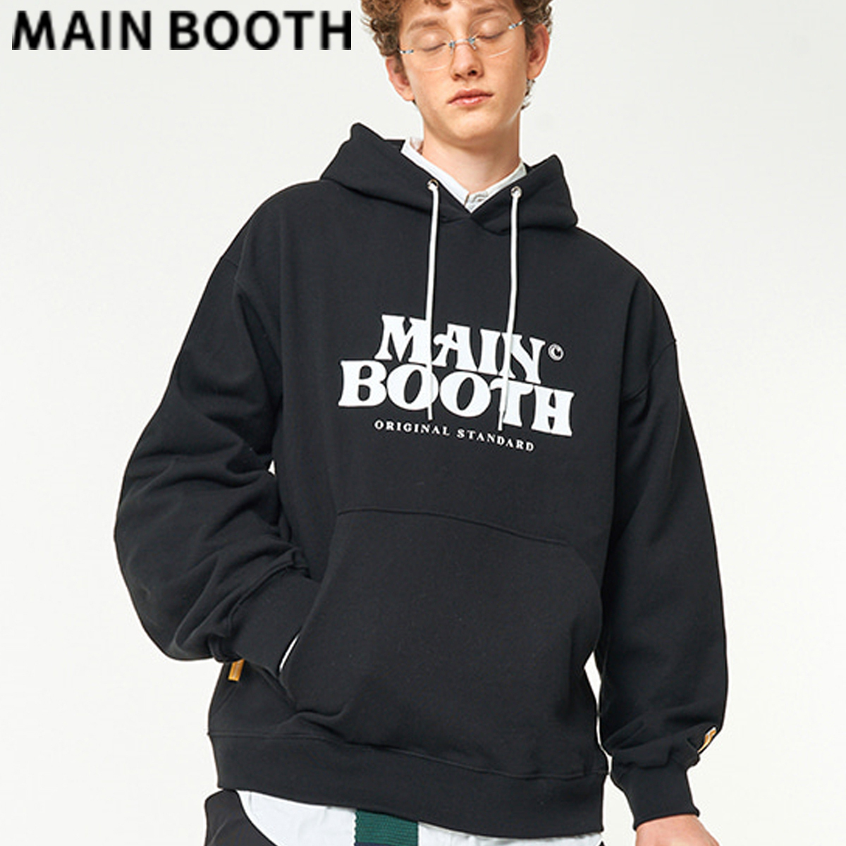 ★MAINBOOTH★Original Logo Hood T-shirt(BLACK)★正規品/人気