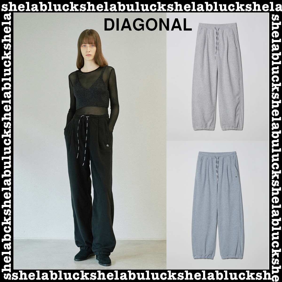【DIAGONAL】BANDING FLEECE PANTS