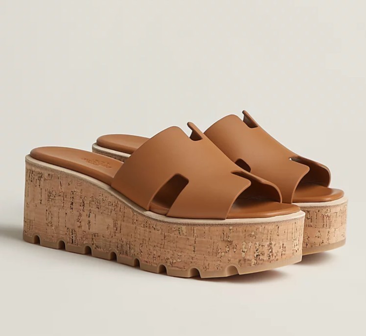 【人気♪HERMES】Eze 30*厚底ウッドヒールサンダル*ゴートスキン 上品♪*Hermes*Eze 30*厚底ウッドヒールサンダル*ゴートスキン
