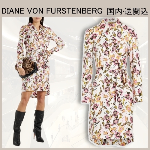 素敵 DIANE VON FURSTENBERG シルクツイル ミニシャツワンピース