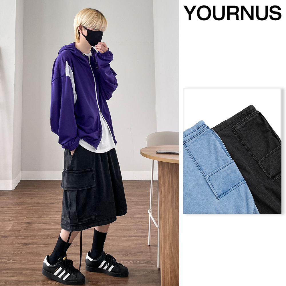 【YOURNUS】Cigar String Cargo Half Denim