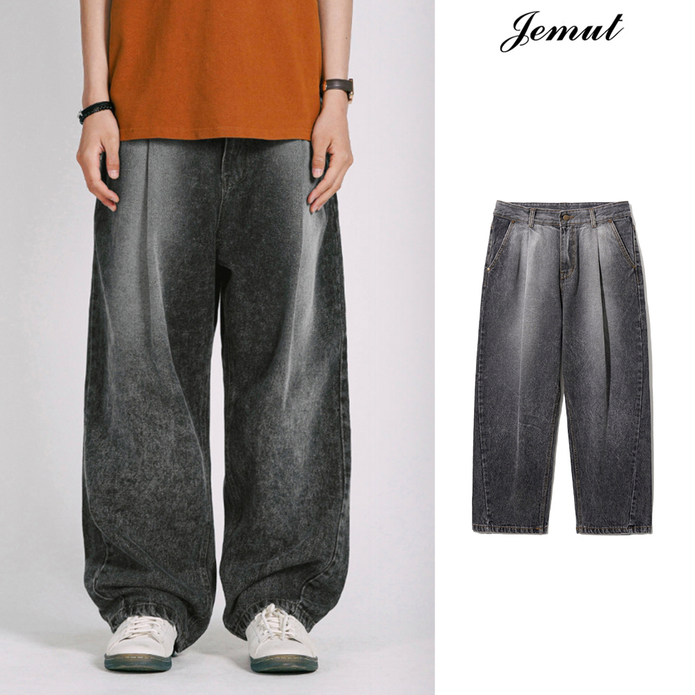 【JEMUT】23SS★ Shade Washing Wide Denim Pants