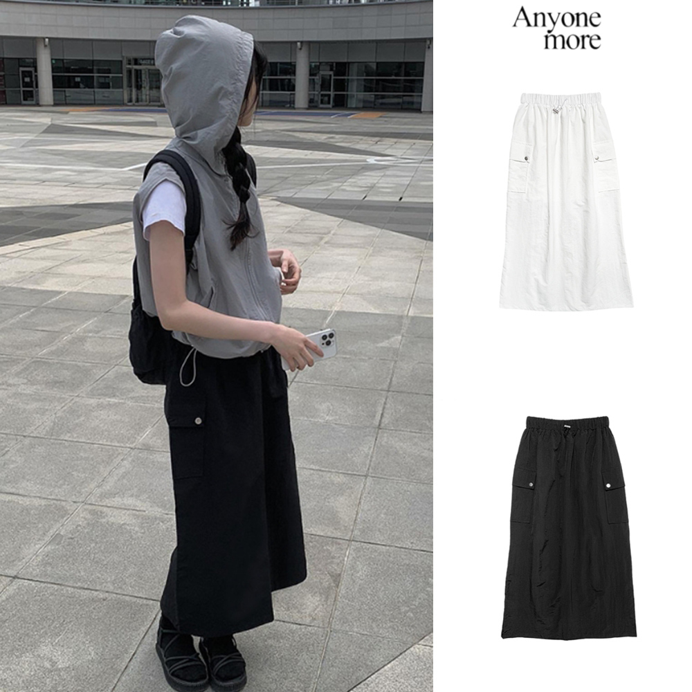 【Anyone more】Lime Nylon String Cargo Skirt