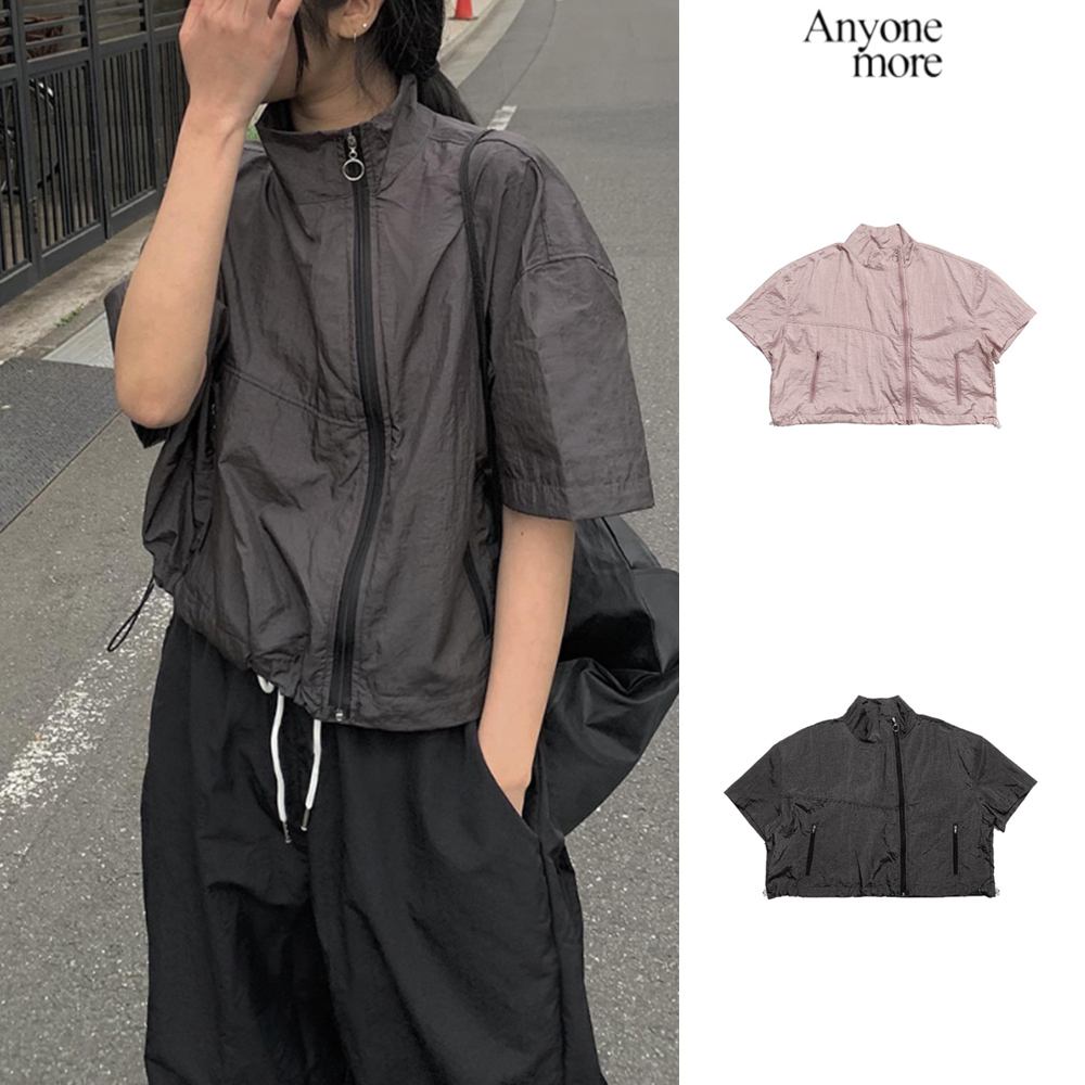 【Anyone more】Beats Nylon Short Sleeve Zip-up Jacket