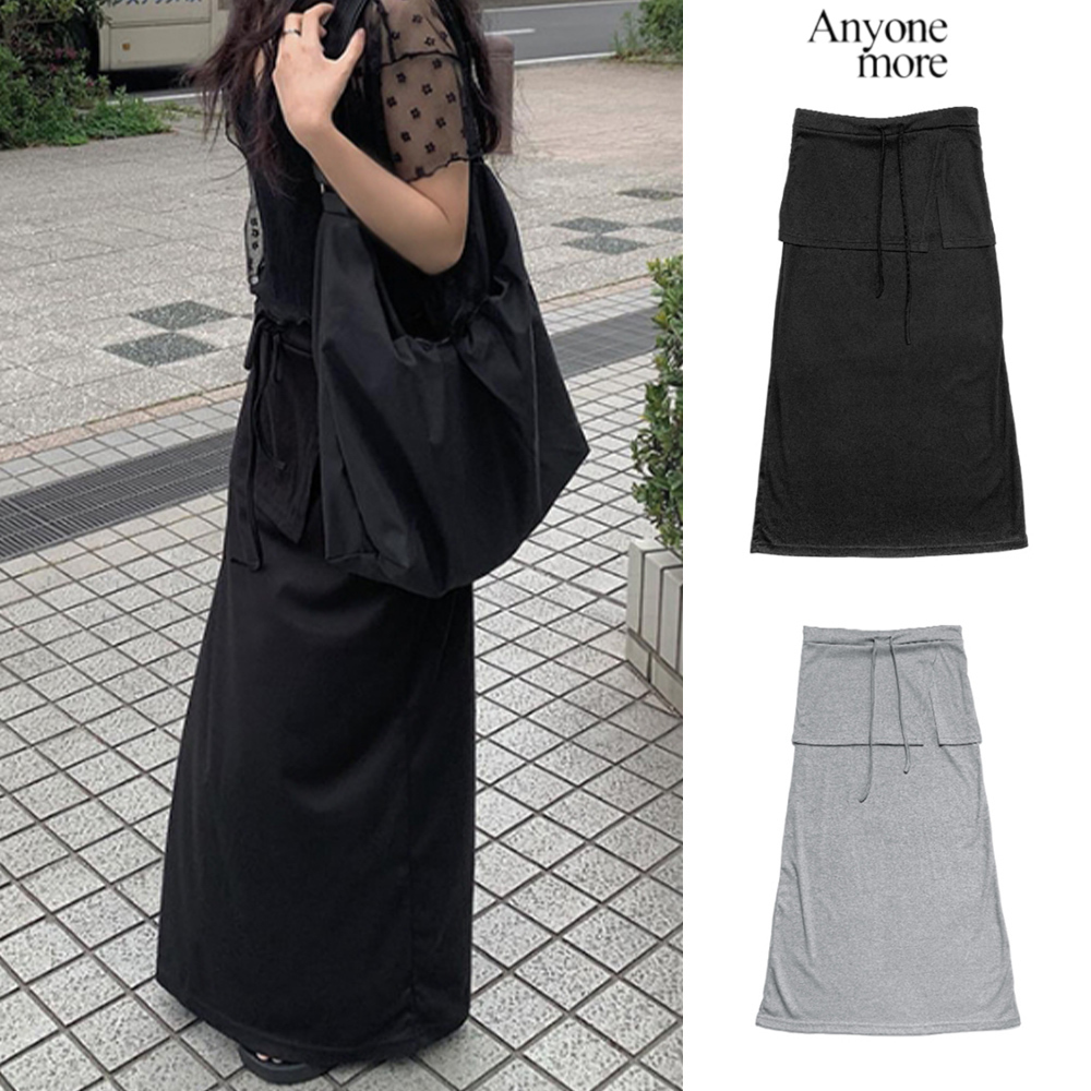 【Anyone more】Shoah Wrap Maxi Long Skirt