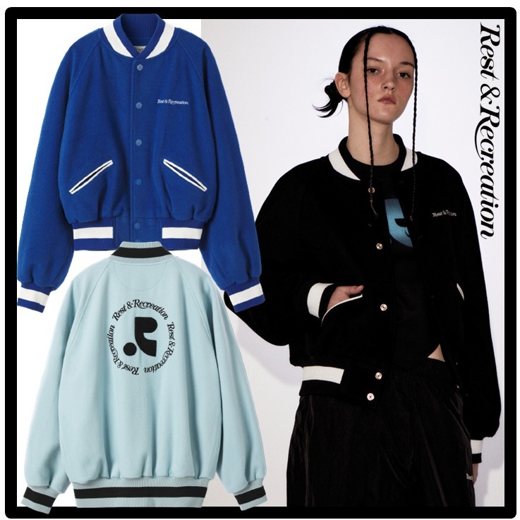 関税込★Rest&Recreation★RR BOUCLE EMBROIDERY VARSITY JACKET