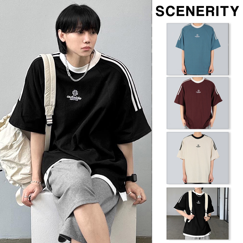 【SCENERITY】Color Matching Track Short Sleeve Tee