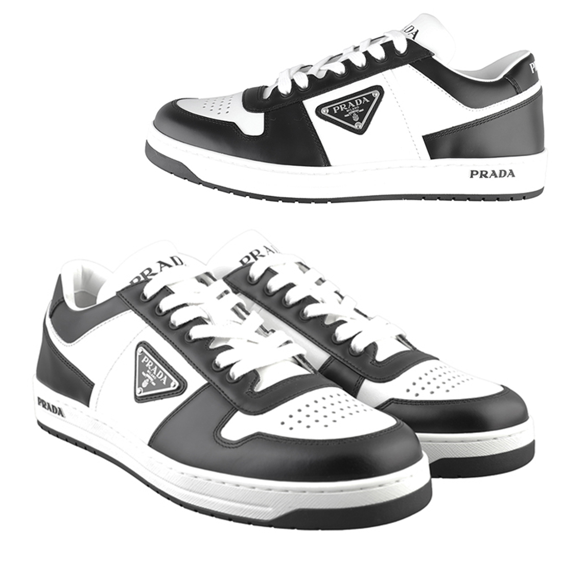 安い正本 関税負担なし PRADA プラダ ダウンタウン レザー スニーカー