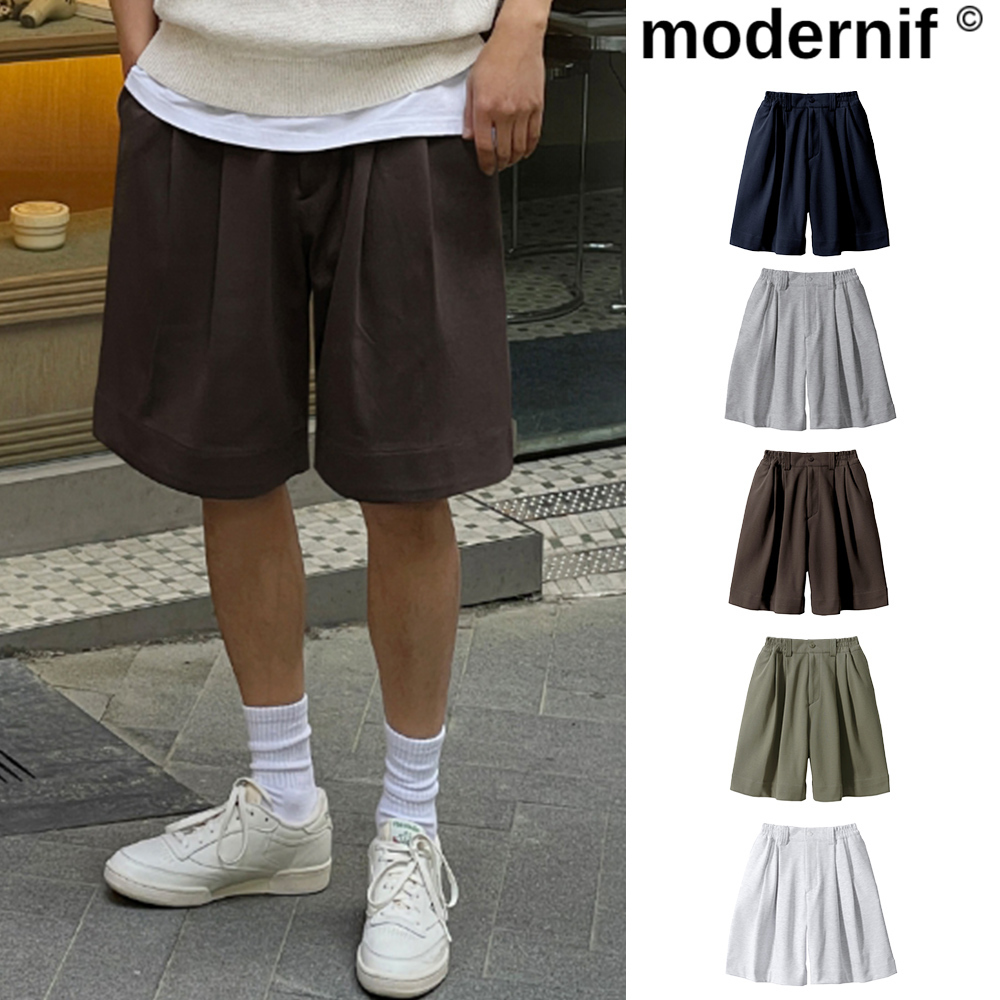 【MODERNIF】Jeanne Two-Tuck Double-Layered Bermuda Pants