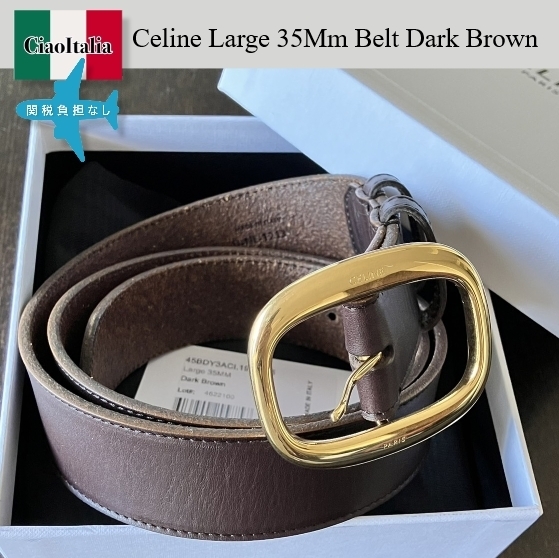 ベルト Celine Celine Large 35Mm Belt Dark Brown