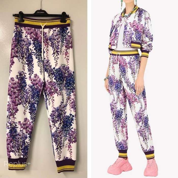 【Dolce&Gabbana】 フローラルプリント ジョガーパンツ ドロスト