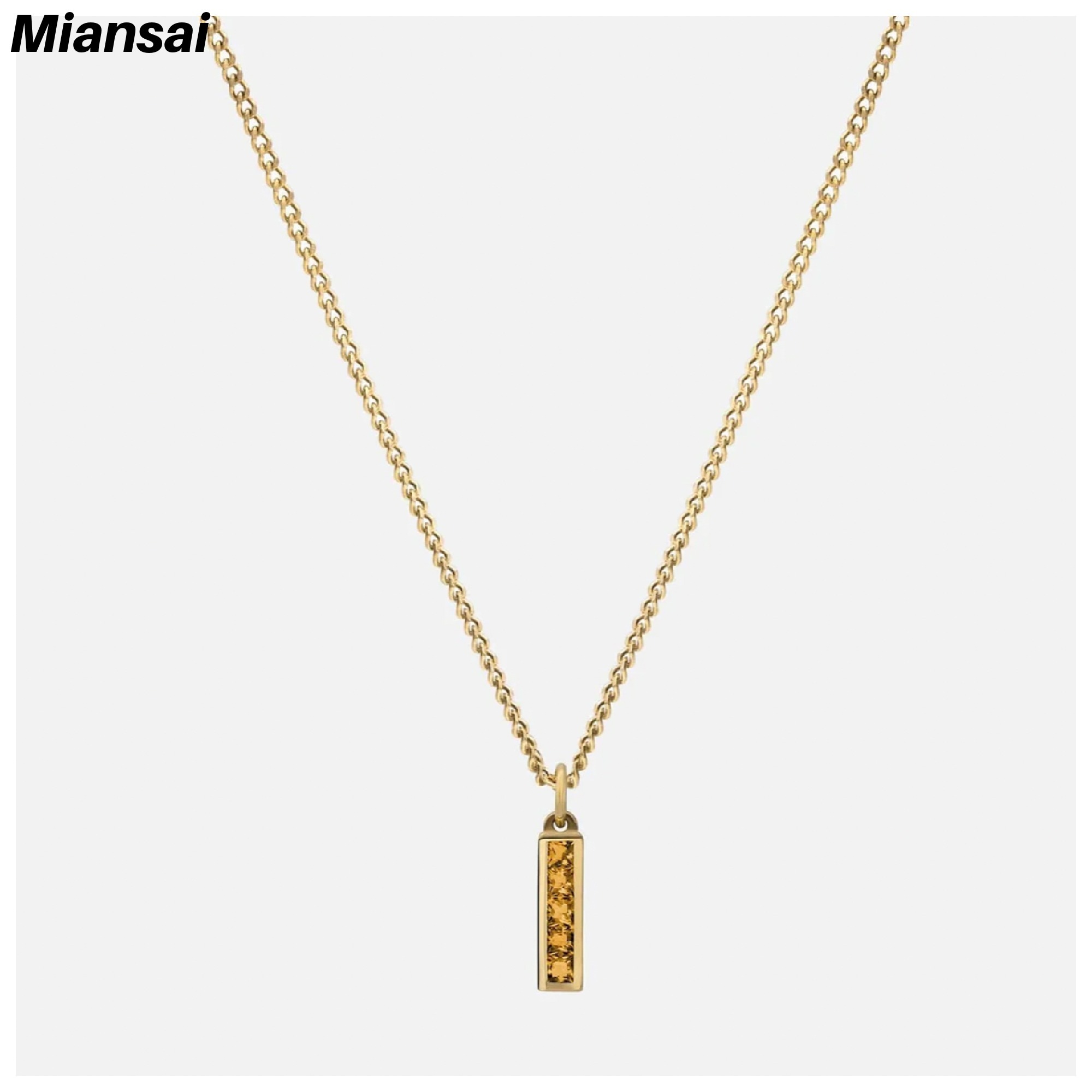 【Miansai】Slim Totem Citrine Necklace,Gold Vermeil