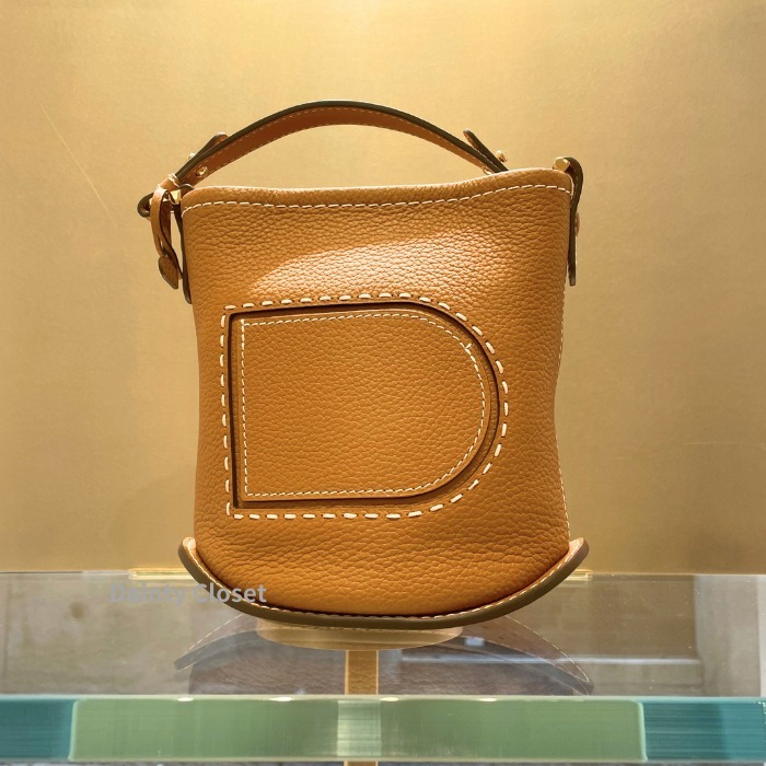 DELVAUX デルヴォー ミニ バケットバッグ ピン ロゴ ブラウン