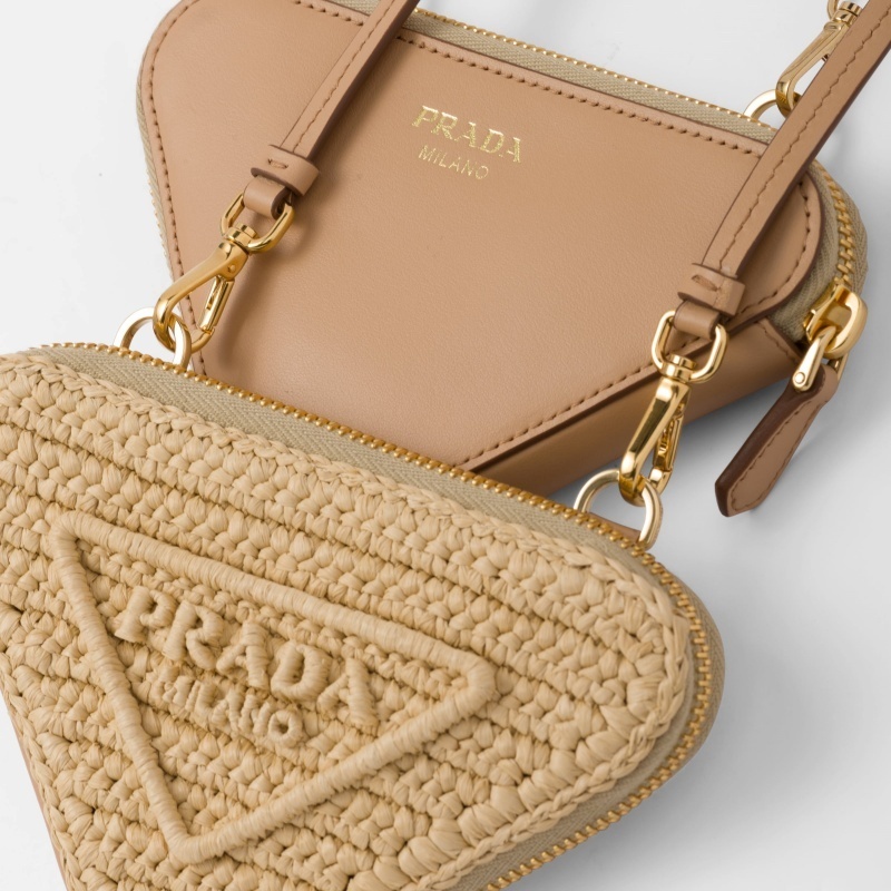 【大人気】PRADA◆ラフィア×レザー ミニポーチ コインケース 大人気】PRADA◇ラフィア×レザー ミニポーチ コインケース