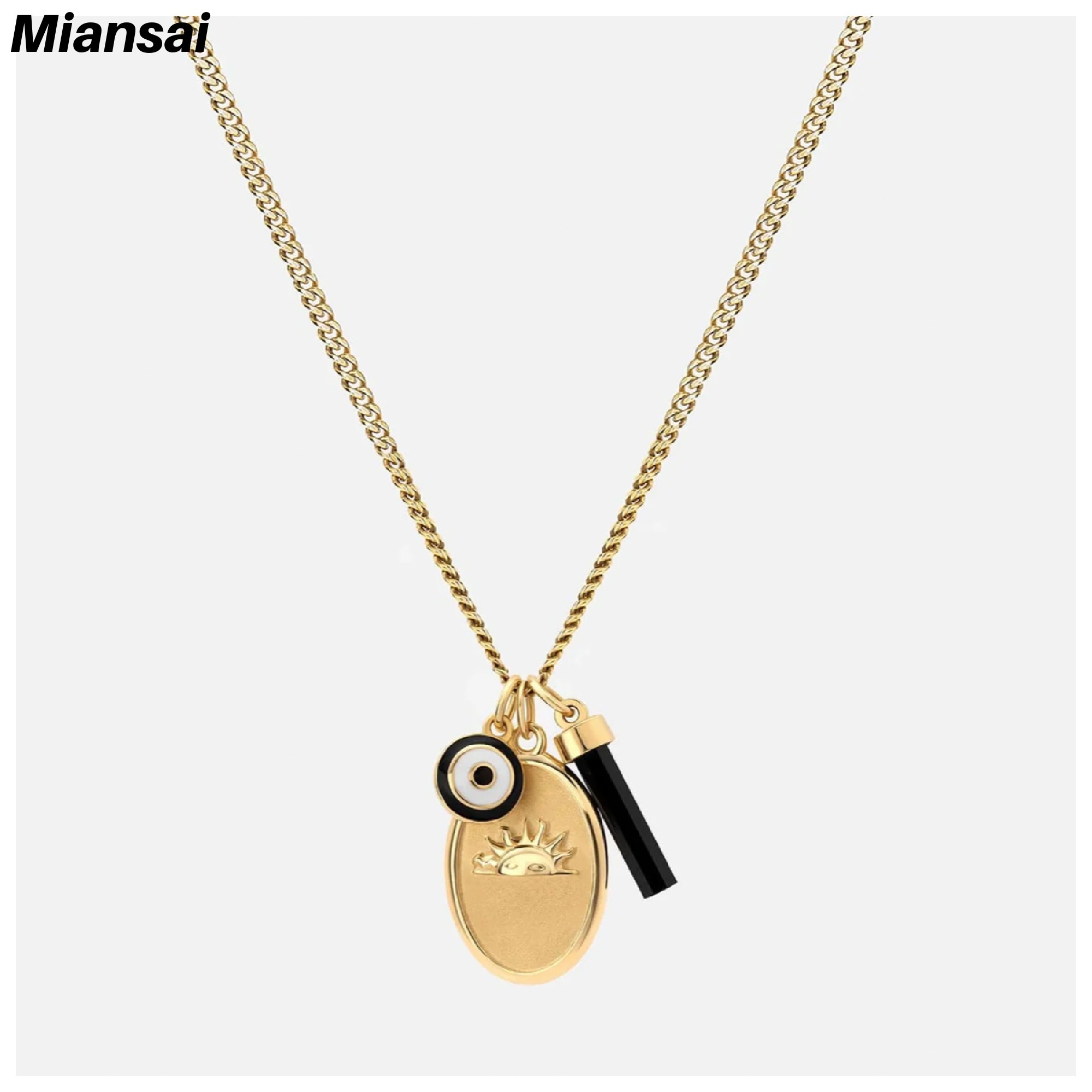 【Miansai】Dawn Trilogy Necklace,Gold Vermeil/Black