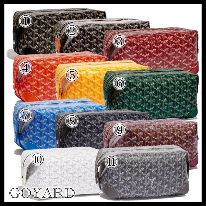 Shop GOYARD Calfskin Canvas Leather Logo Pouches & Cosmetic Bags