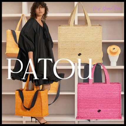 PATOU Straw Bags 2WAY Plain Logo Straw Bags