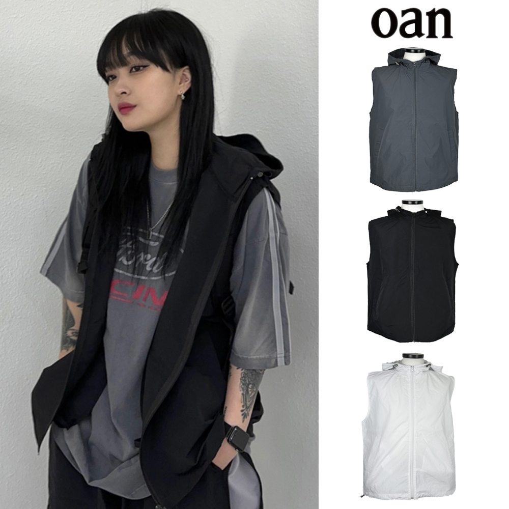 【oan】(Unisex) Basic Hood Vest Zip-Up