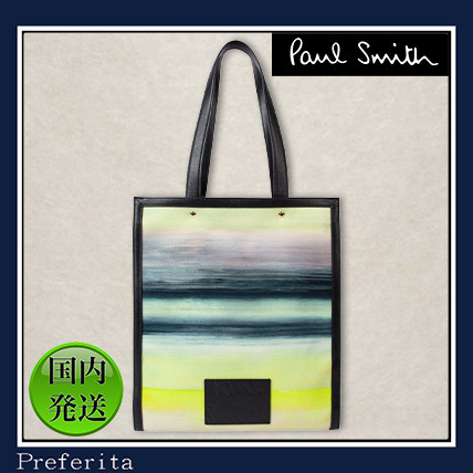 【Paul Smith】トートバッグ Untitled Stripe ライトイエロー