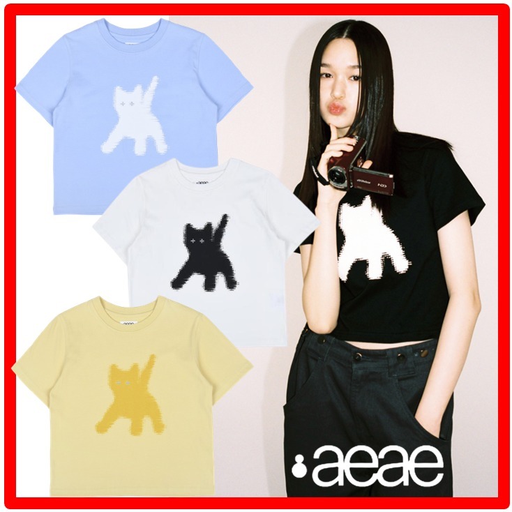 23SS☆【AEAE】☆FLASHED CATS EYE クロップ 半袖 Tシャツ