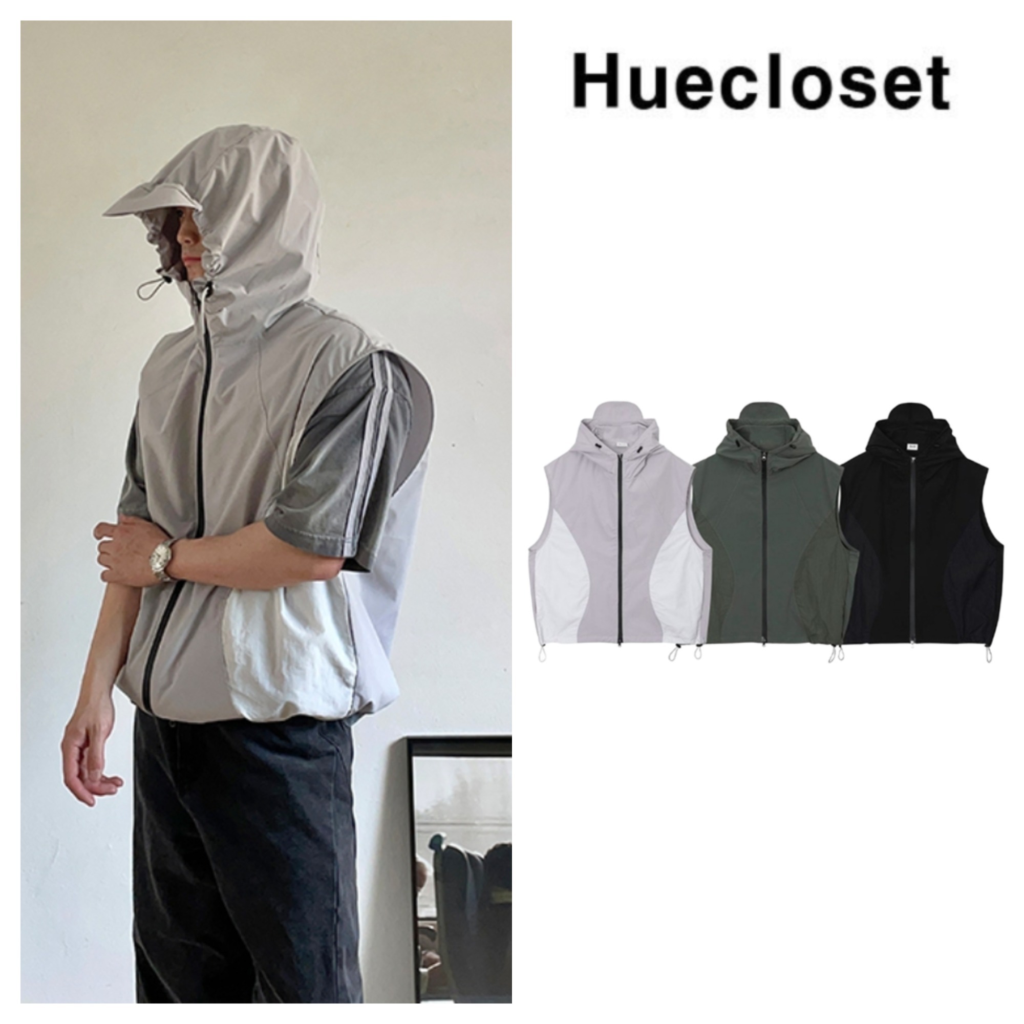 ベスト・ジレ HUECLOSET Core hoodie vest jacket