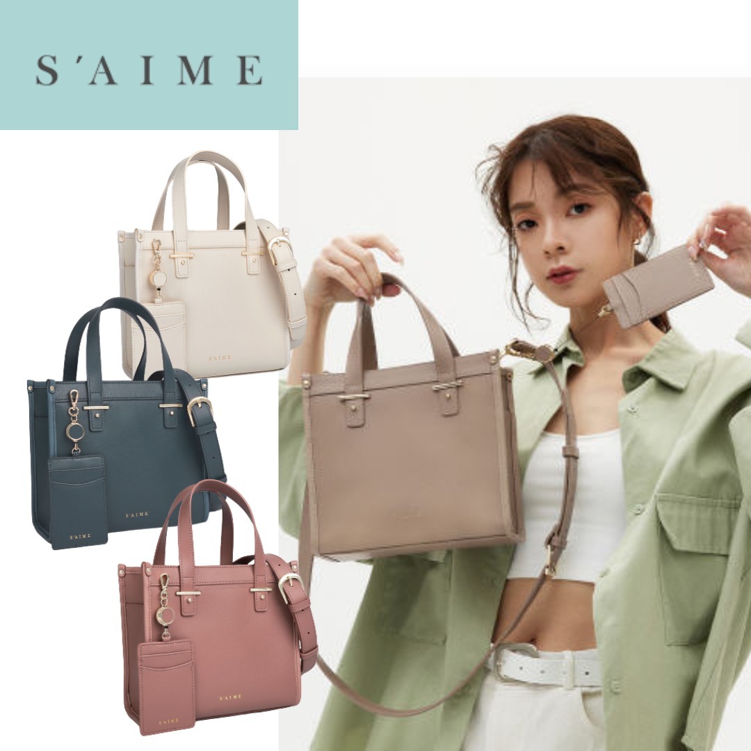 追跡有★S'AIME 2WAY 本革 伸びるIDホルダー付 ショルダーバッグ