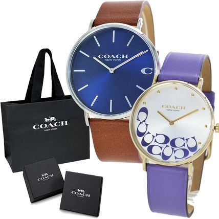 Coach Analog Casual Style Unisex Round Party Style Quartz Watches