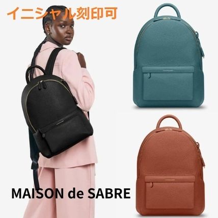 MAISON de SABRE Unisex Tassel Studded Street Style A4 Logo Backpacks
