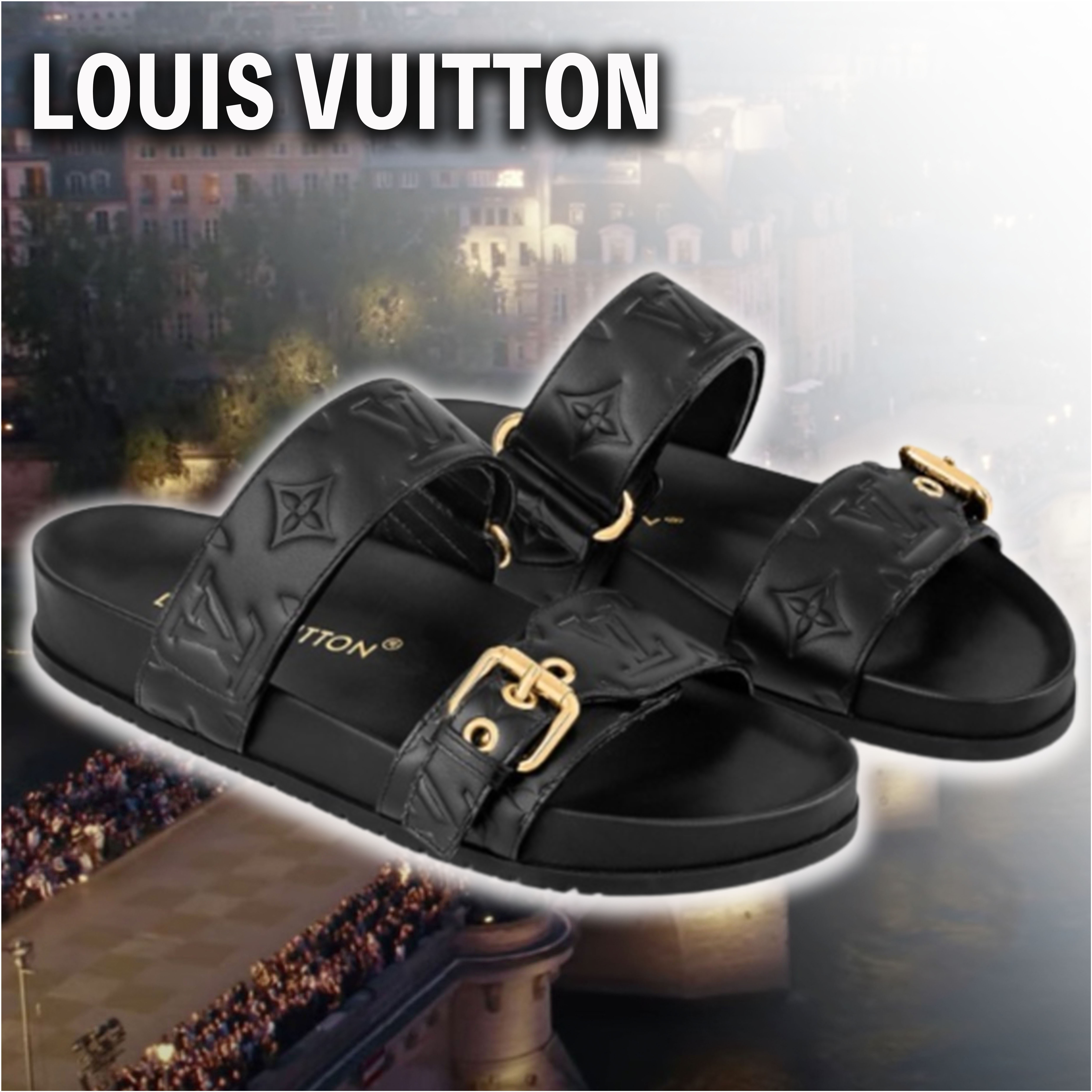 Louis Vuitton Womens Sandals, Black, 41 (Stock Confirmation Required)