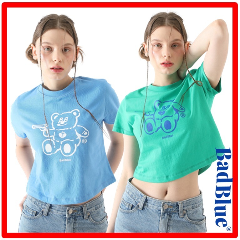 ☆23SS☆【Bad Blue】☆BadBear Crop Te.e☆Tシャツ☆