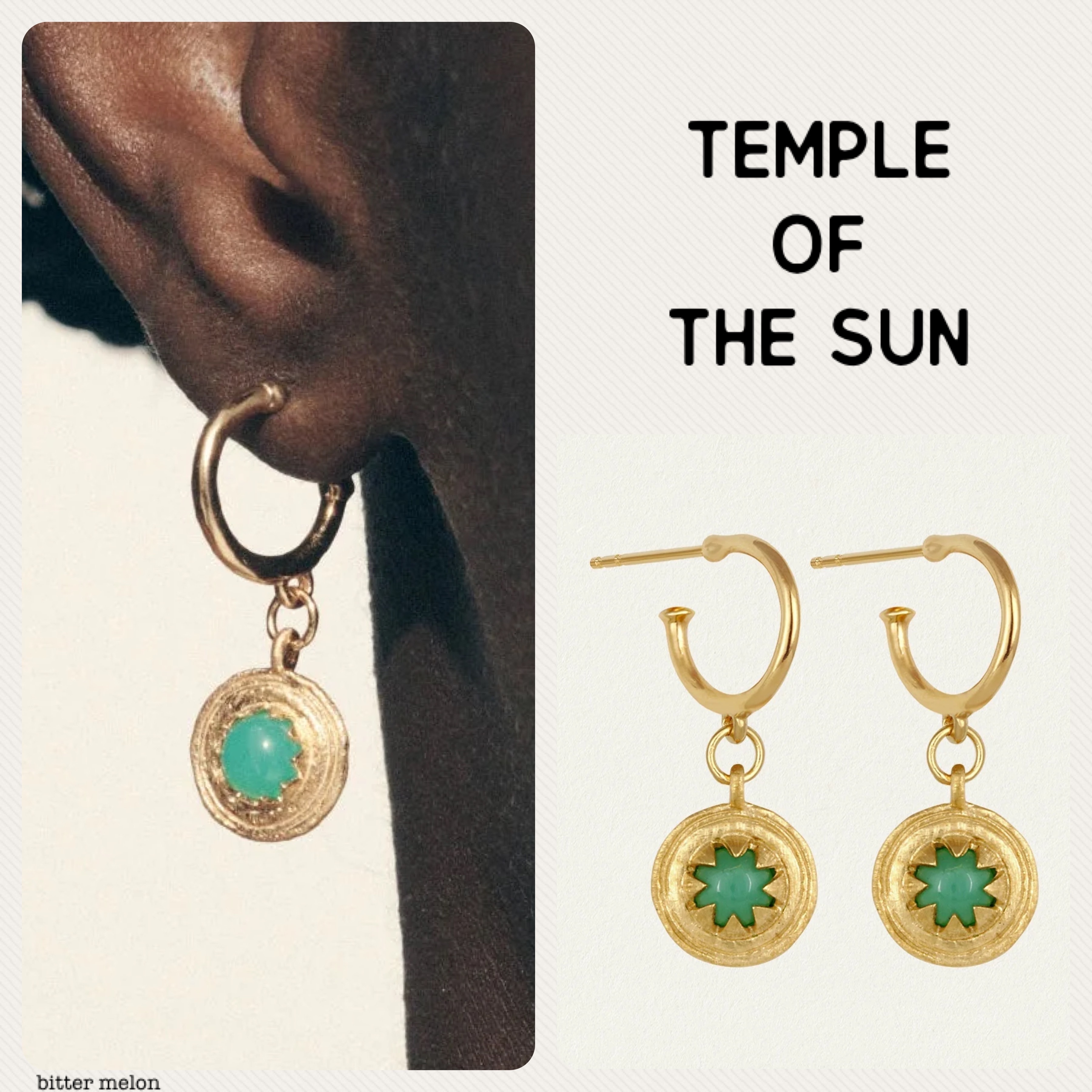 【TEMPLE OF THE SUN】Cora クリソプレーズ ゴールド ピアス