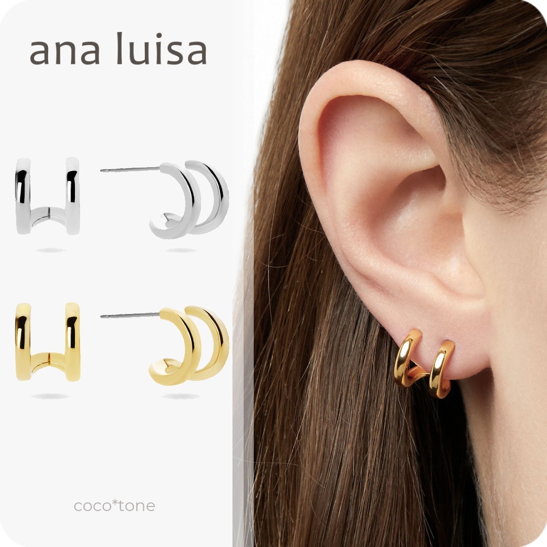 ana luisa ◆ フェイクダブルフープピアス＊CARA SILVER/GOLD