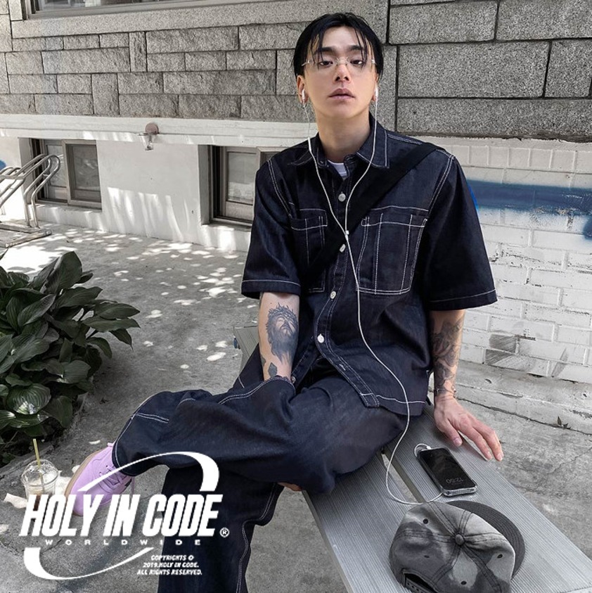 デニムジャケット No.0157 C linen denim half JK