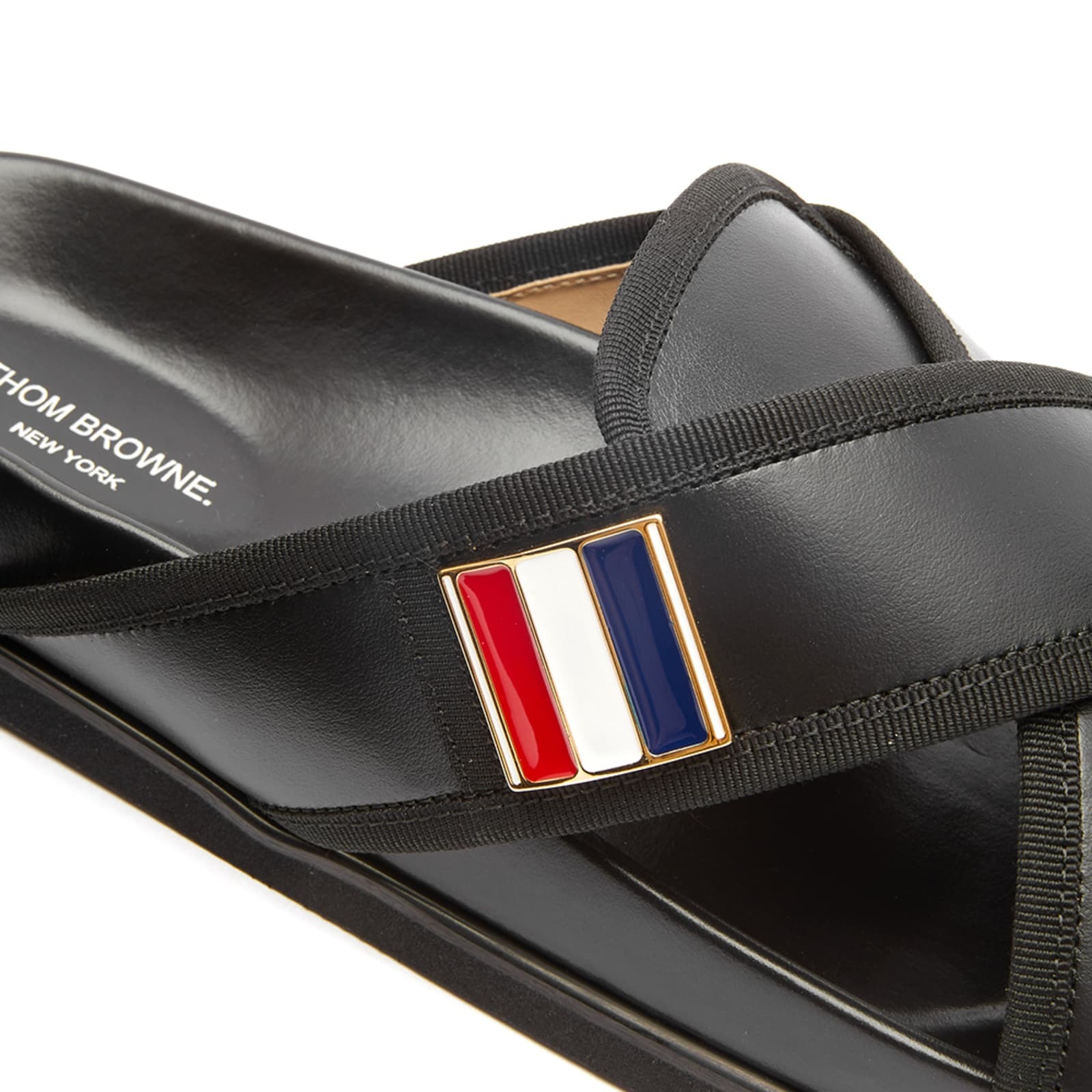 国内発送】THOM BROWNE レザーサンダル クロスベルト ブラック